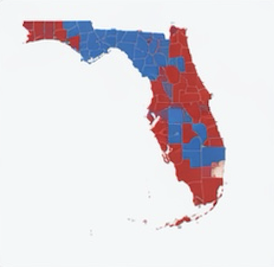 Florida political map showing county-level results